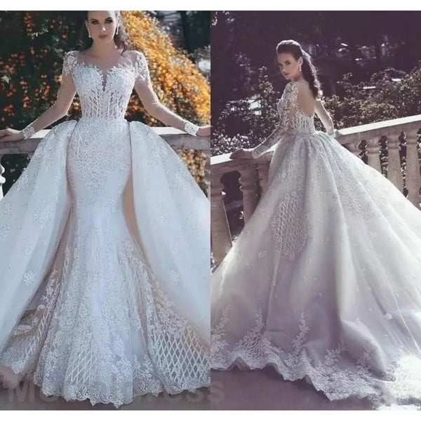 Africa Mermaid Wedding Dresses Long Sleeves Bridal Gowns