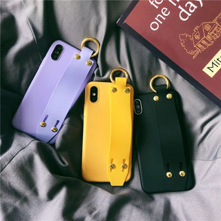 Plain Case Grip Strap For iPhone X 6s 6 8 Plus 7 Kickstand Holder Finger Ring Purple Matte Soft Silicon Capa