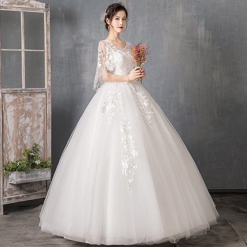 Long Sleeve Wedding Dress New Bride Trailing