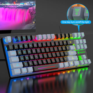 Gaming Keyboard Colorful LED Backlight Office Keyboard for Desktop Typing PC