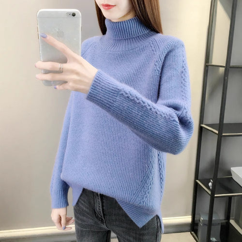 Hemp Pattern High Neck Thickened Keep Warm Inner Match Sweater Knitted Bottoming Shirt Long Sleeve