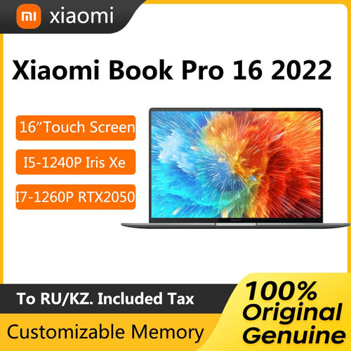 2022 Xiaomi Book Pro 16 Laptop 16 Inch 4K OLED Touchscreen Notebook i5-1240P 16GB 512GB Intel Iris Xe Graphics Netbook Computer