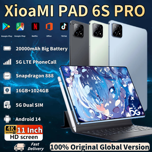 2024 Global Version NEW Original Tablet  Android13 20000mAh RAM 16GB ROM 1TB Dual SIM GPS 5G Network Phonecall XioaMI Tablets PC