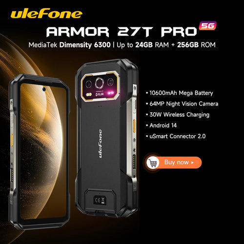 【2024 New】Ulefone Armor 27T Pro 5G Rugged Phone 10600mAh Smartphone Android 14 50MP+64MP Night Camera 6.78