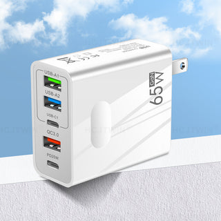 3.1A standard 65W fast charging mobile phone charger type-c PD+3USB multi port travel charging head