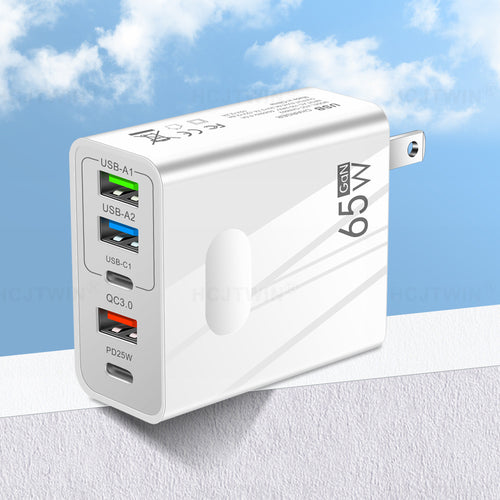 3.1A standard 65W fast charging mobile phone charger type-c PD+3USB multi port travel charging head