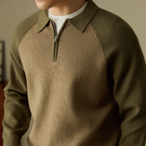 American Casual Half-height Zip Polo Sweater