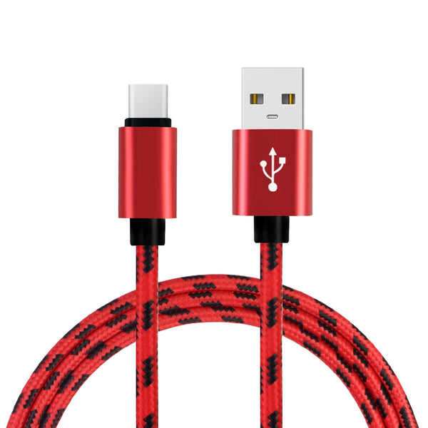 1M Grid Braided Cotton Fast USB Type C USB Data Charger Charging Cable