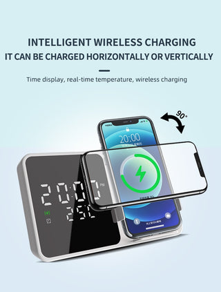 15W Mobile Phone Stand Wireless Charging Clock Alarm Clock Wireless Charging Temperature Gauge Wireless Charging