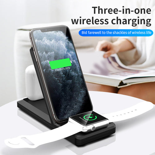 3-in-1 Wireless Charger Vertical Folding Wireless Charger 15W Fast Charge 3-in-1 Wireless Charger