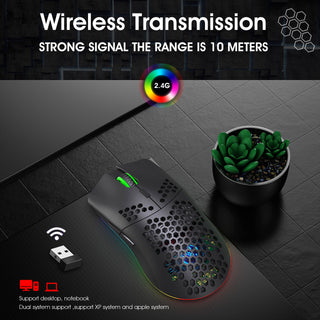 Lightweight hollow hole mouse RGB wireless 2.4G charging game light computer office mouse