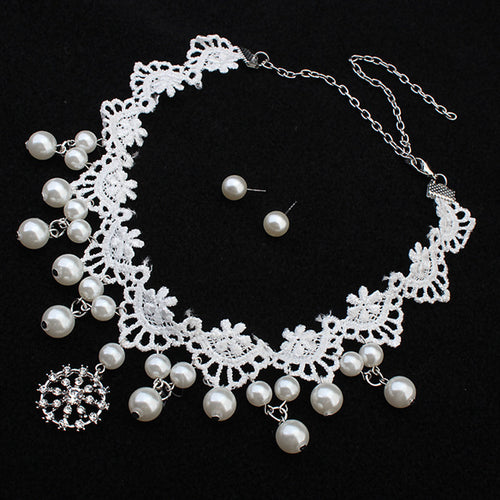 European fashion elegant jewelry bride wedding accessories necklace pearl necklace set of high-end super cost-effective package