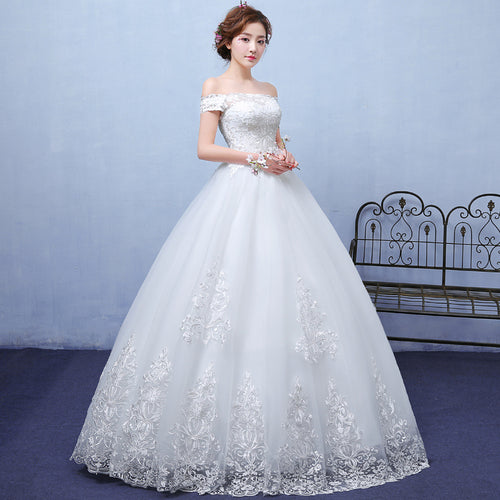 summer paragraph white word shoulder wedding dress lace wedding bride wedding dress wholesale custom