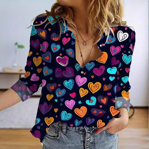 Love Sweet Fresh Casual And Comfortable 3D Digital Printing Loose Oversized Shirt Female