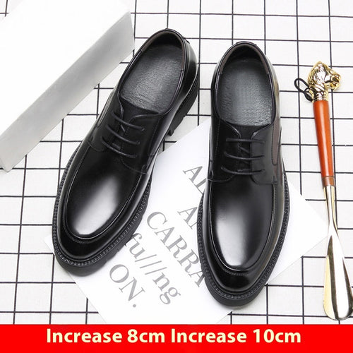 Spring And Autumn Men's Leather Shoes Men's 8cm Height Increasing Insole 10cm Thick Bottom Business Formal Wear Shoes