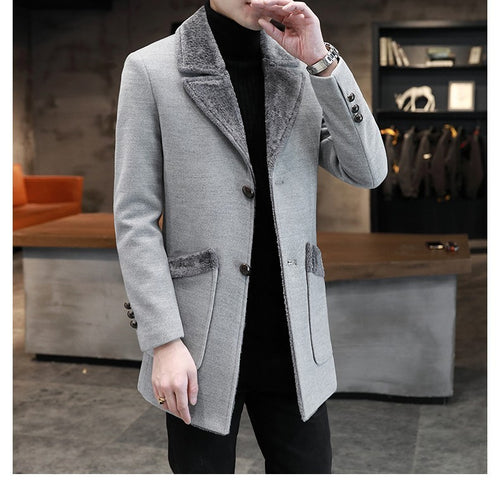 Fur And Leather Overcoat Male