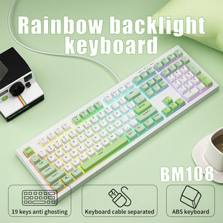 BM108 mechanical tactile keyboard with high aesthetic value, mixed light e-sports game office mute film keyboard