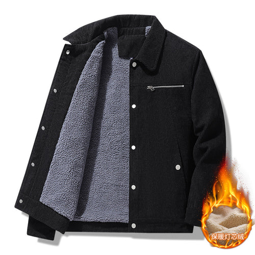 Winter Slim Retro Lapels Thick Corduroy Jacket