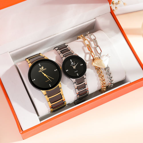 New Fashion Simple All-match Couple Watch Heart Bracelet Suit