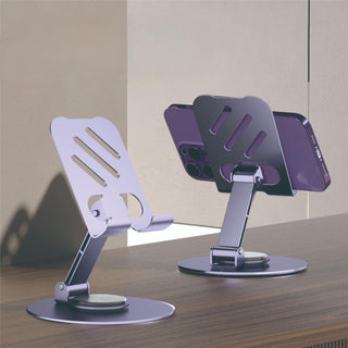 Aluminum alloy desktop phone holder with 360 degree rotation and folding, portable lazy all metal phone holder