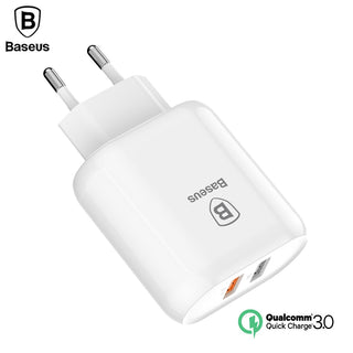 Baseus QC 3.0 Dual USB Charger Adapter EU Plug Travel Wall Quick Charge Charger