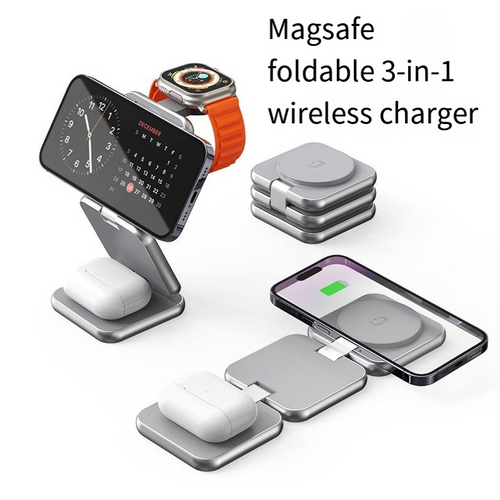 Foldable 3-in-1 wireless charger for mobile phones magnetic wireless fast charging suitable for Huawei Apple Watch charger