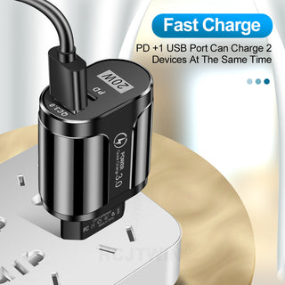 PD20W Mobile Fast Charging Charger 5V4A US, European, and British Standard Speed Matching Device PD+QC3.0 Travel Charging Head