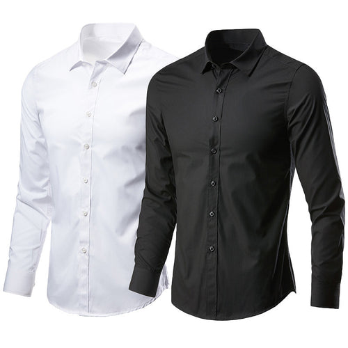 White Shirt Men's Long Sleeve Non-ironing Business Formal Wear Slim Korean Style Business Working Casual Suit Shirt