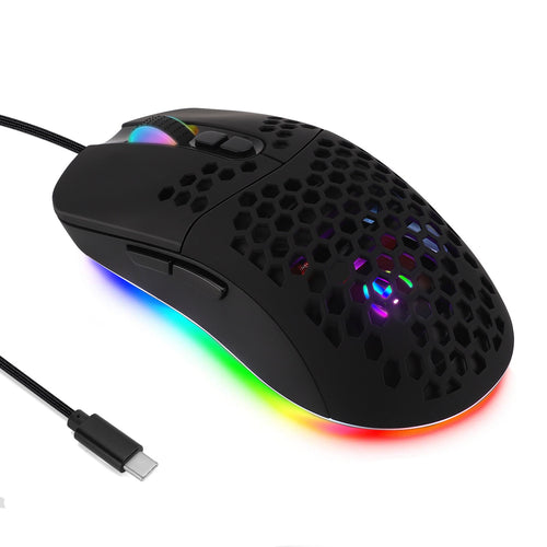 Cave mouse USB-C luminous RGB wired macro programming game mouse with 6 keys to turn off lights