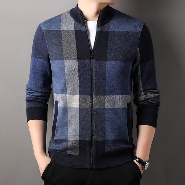 Autumn Striped Color Matching Cardigan Men's Knitting Sweater Versatile Loose