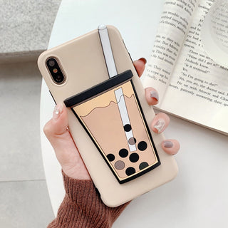 For iPhone 7 Plus X XR XS Max Case Funny Milk Bubble Tea Drink Bottle Pattern Phone Case For iPhone 8 6 Plus Soft Silicone Cover