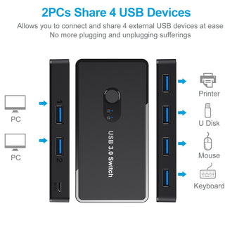 USB 3.0 Switch Adapter 4-port USB Peripheral Switch Box Hub