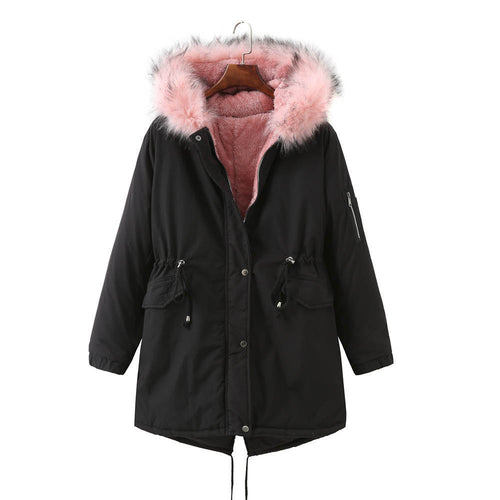 Winter Clothing Fleece-lined Thickened European Size Cotton-padded Coat