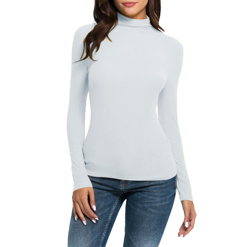 Women's Casual Long-sleeved Turtleneck Solid Color Top Bottoming Shirt