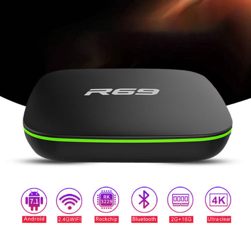 R69 Smart Android 7.1 TV Box 1GB 8GB Allwinner H3 Quad-Core 2.4G Wifi Set Top Box 1080P HD Support 3D movie Media player