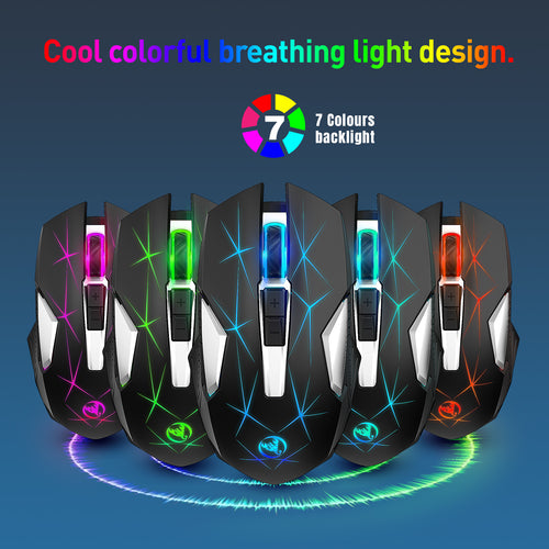 Wireless 2.4G Mouse, Home Office Business Laptop, 7-Color Colorful Backlight Mouse