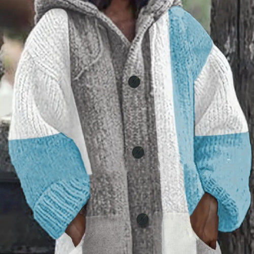 Versatile Long Sleeved Hooded Woolen Knitted Sweater