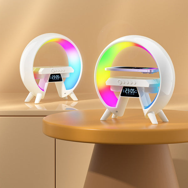 Colorful Bedside With Clock Light Wireless Charger