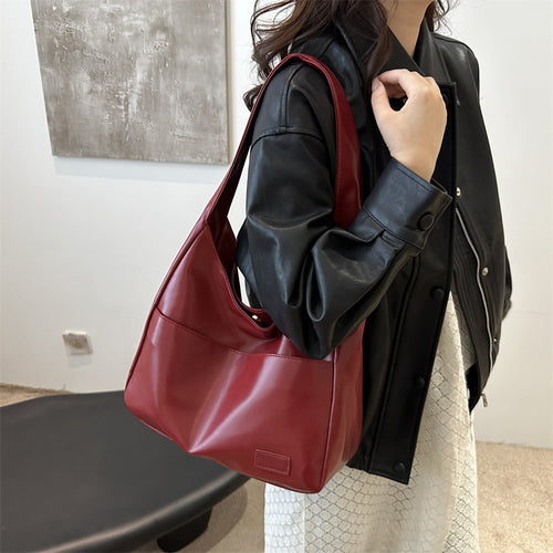 Women Vintage Hobo Bag Casual PU Leather Shoulder Bag Large Capacity Retro Tote Handbag Soft Underarm Bag Fall Winter Bag