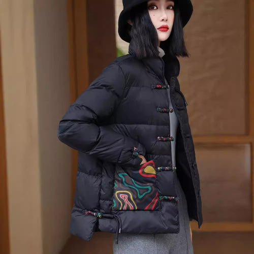 Chinese Retro Down Jacket Women's Stand Collar