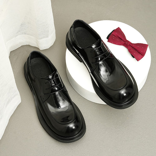 Wide Feet Leather Shoes Men's Genuine Leather High-grade Patent Leather Bright Surface