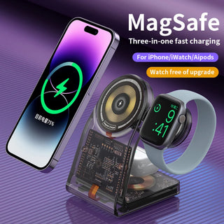 3 in 1 Wireless Charger for Magsafe Magnetic Fast Charging Dock Station Phone Stand for iPhone iWatch Aipods Charger