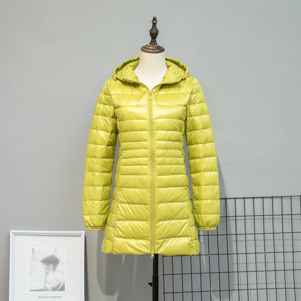 Autumn And Winter Lightweight Down Jacket Women's Mid-length Plus Size Hooded Slim Fit Oversized Coat