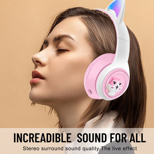 AKZ-07 Luminous Cat's ears (Steamed cat-ear shaped bread) Headworn Bluetooth Headset Subwoofer Video Game Wireless Headset