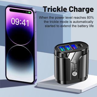 36W PD+QC3.0 2.4A Dual USB Fast Charging Phone Charger