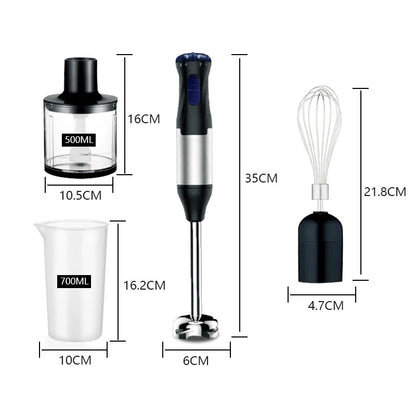 1000W Kitchen Immersion Blender 4 in 1 Stainless Steel Handheld Blender Vegetable Meat Chopper Egg Whisk Smoothie Stick Mixer