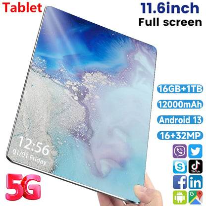 5G 2024 New Global Version 11.6 inch Tablet Android 16GB Ram 1TB Rom Android 13.0 Dual SIM 10 Core Bluetooth tablet PC Network