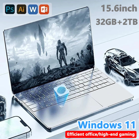 New N5095 Laptop 16/32GB RAM 2048GB SSD Intel Windows 11 Pro Office Gaming Notebook Computer Fingerprint Unlock Backlit Keyboard