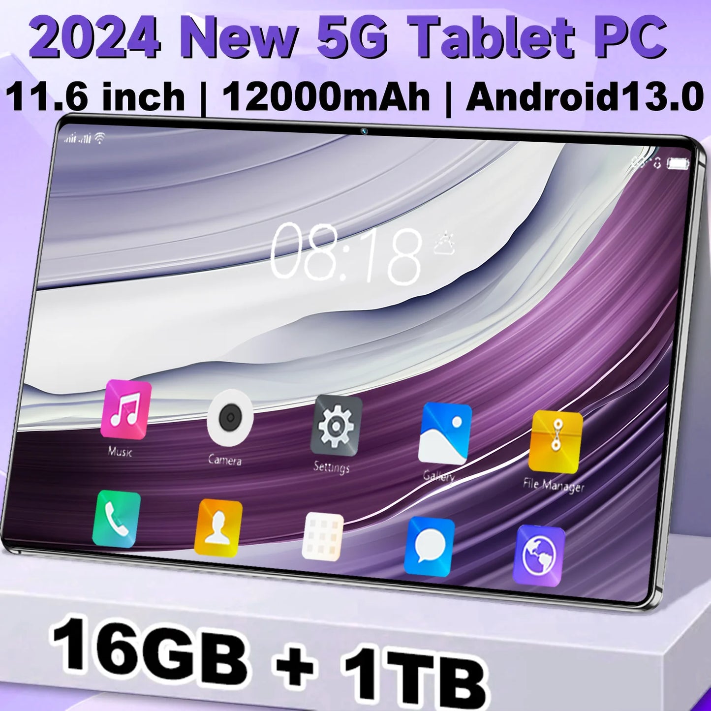 2024 Global Version 11.6 Inch Tablet Android 16GB Ram 1TB Rom Android 13.0 12000mAh Network Bluetooth 4G 5G Tablets Pc Brand New