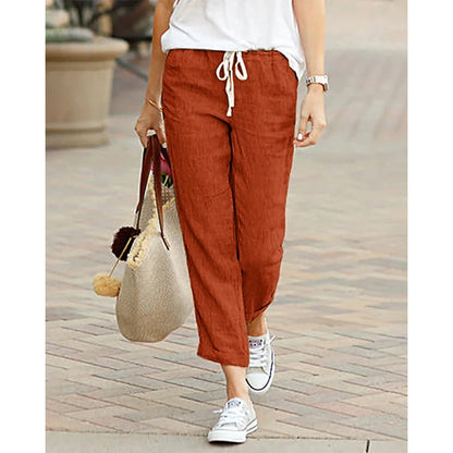 Autumn Cotton Women's Pants Y2K Black Drawstring Elastic Waist Casual Pants Female Loose Fashion Elegant Ladies Bottom